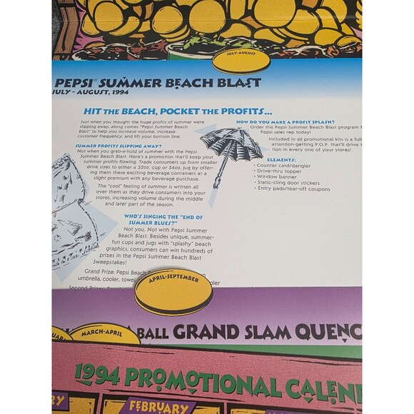1994 Pepsi Fountain Fortune Promotional Calendar Vintage Advertising Display - Picture 7 of 9